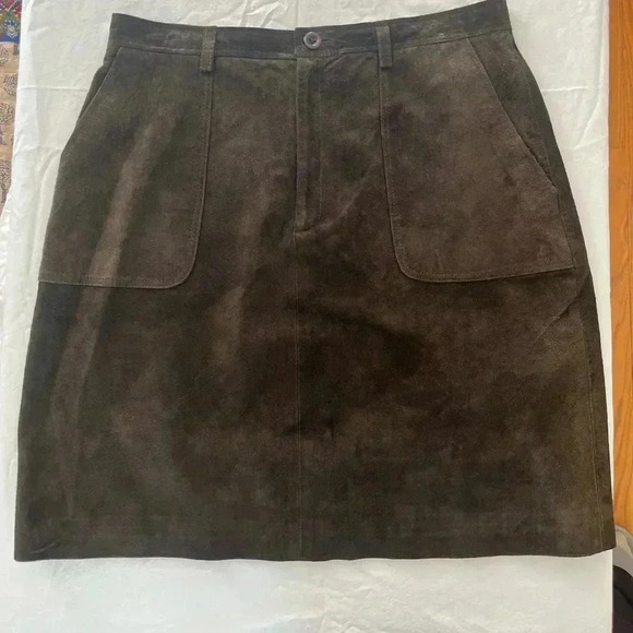 VINTAGE HIGH SIERRA|CHOCOLATE BROWN SUEDE LEATHER SHORT SKIRT|14 Boho chic - Picture 13 of 16